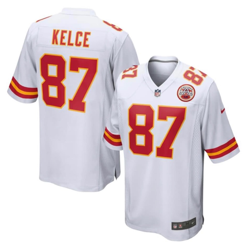 Travis Kelce Kansas City Chiefs Youth Game Jersey – White